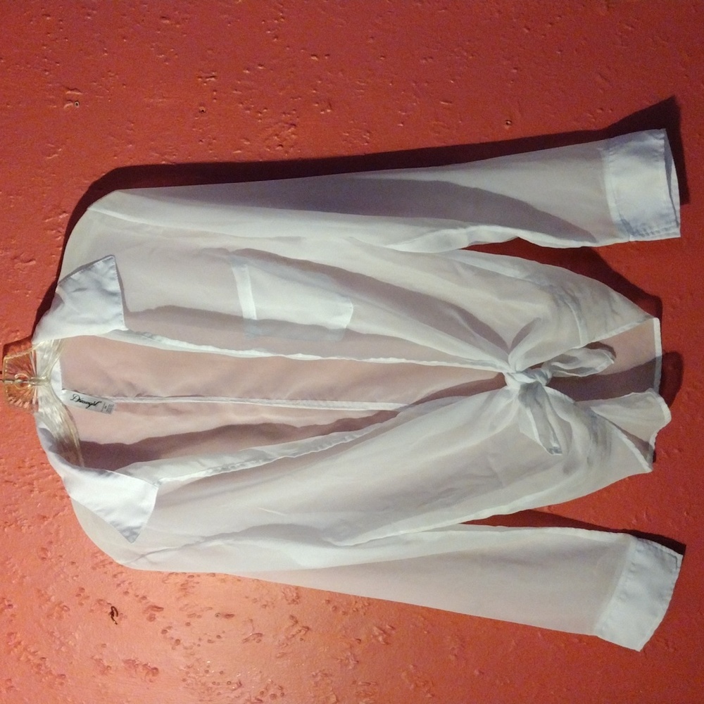 Dreamgirl, white, sheer, no button blouse